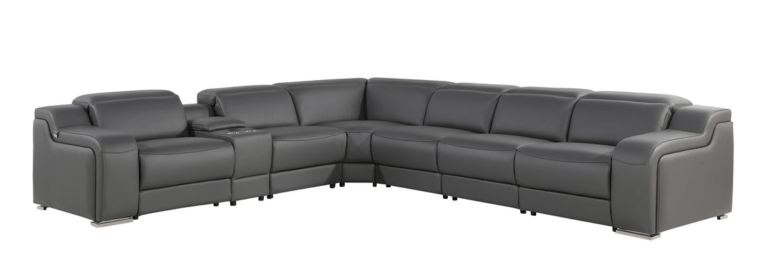 Divanitalia 1116 Modular Sectional in Dark Grey with Power Recliners - View from Front