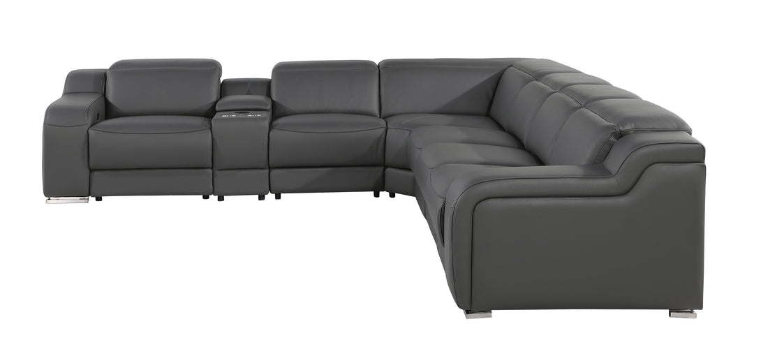 Divanitalia 1116 Modular Sectional in Dark Grey with Power Recliners - View from Left Side