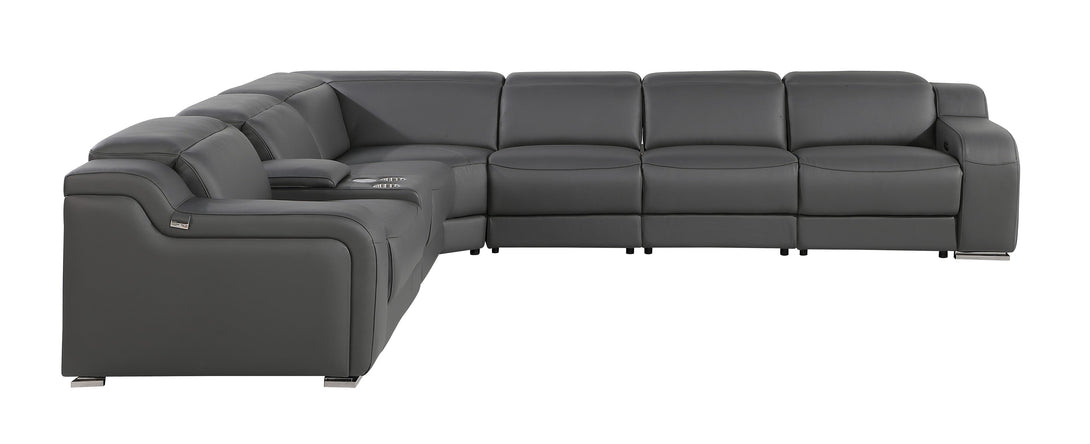 Divanitalia 1116 Modular Sectional in Dark Grey with Power Recliners - View from Left Side
