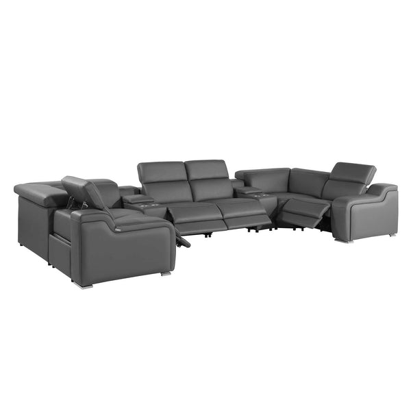 Divanitalia 1116 Modular Sectional in Dark Gray with Power Recliners
