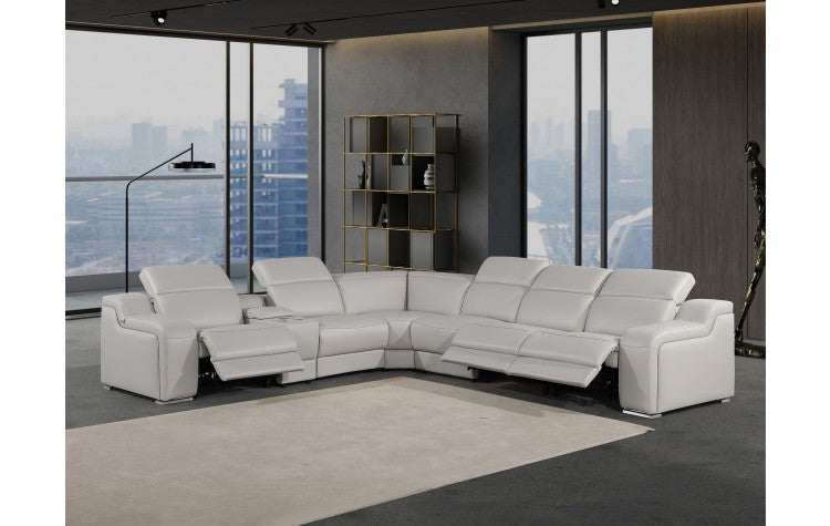 Divanitalia 1116 Modular Sectional in Light Grey with Power Recliners - Demo of Sofa in Funished High-End Room