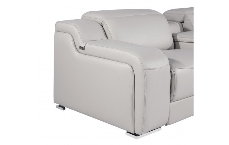 Divanitalia 1116 Modular Sectional in Light Grey with Power Recliners - View of Armrest