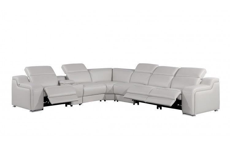 Divanitalia 1116 Modular Sectional in Light Grey with Power Recliners - Recliners Reclined