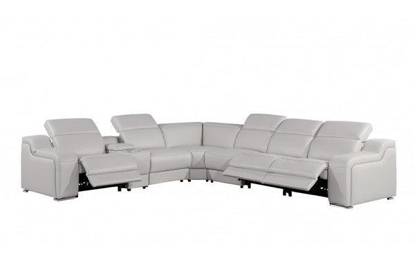 Divanitalia 1116 Modular Sectional in Light Grey with Power Recliners - Recliners Reclined