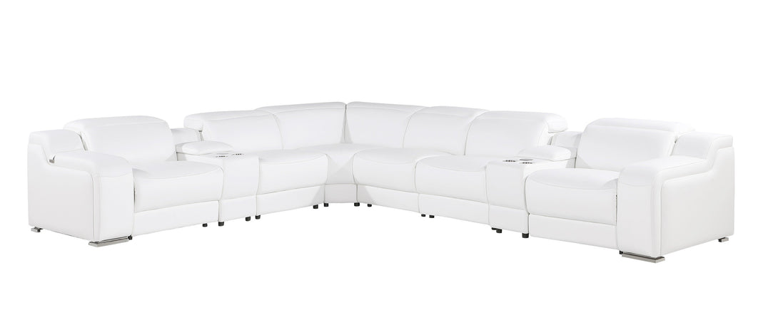Divanitalia 1116 Modular Sectional in White with Power Recliners - View of Front