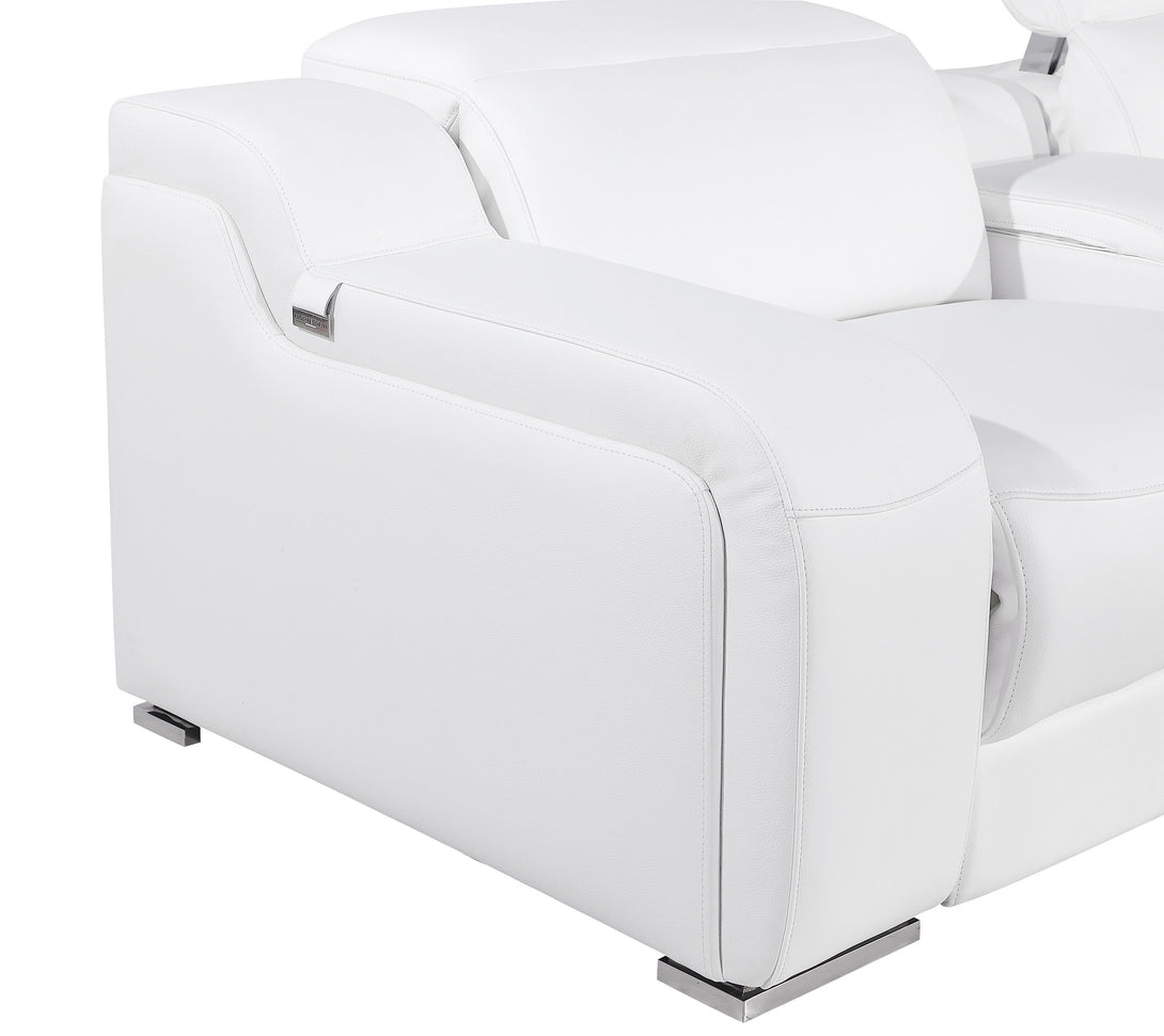 Divanitalia 1116 Modular Sectional in White with Power Recliners - View of Armrest