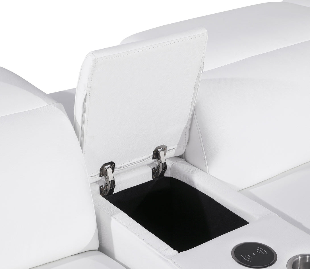 Divanitalia 116 Modula Sectional in White with Power Recliners-View of Interior of Sectional Consule