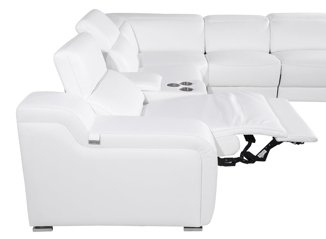 Divanitalia 1116 Modular Sectional in White with Power Recliners - View of Recliner Fully Reclined