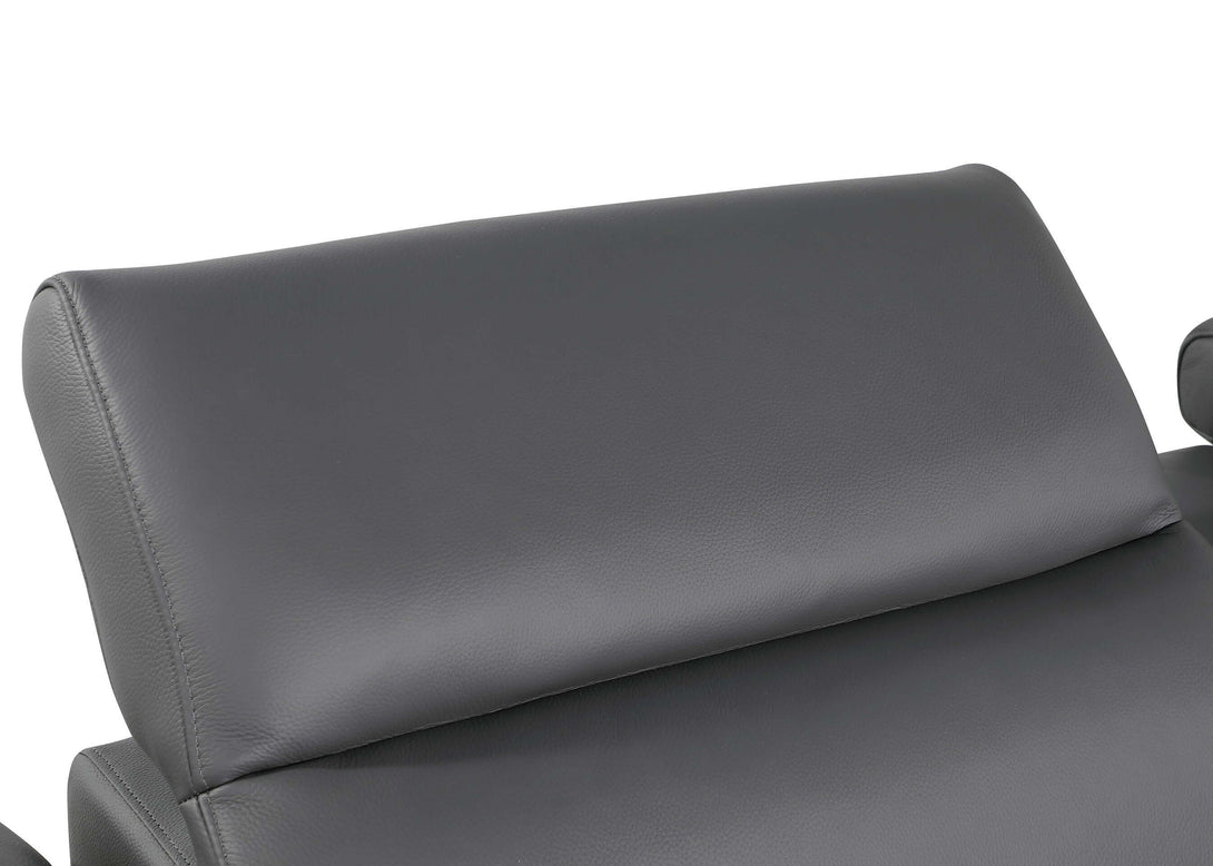 Divanitalia 1126 Power Reclining Loveseat, Sofa and Loveseat in Dark Grey Italian - View of Adjustable Headrest
