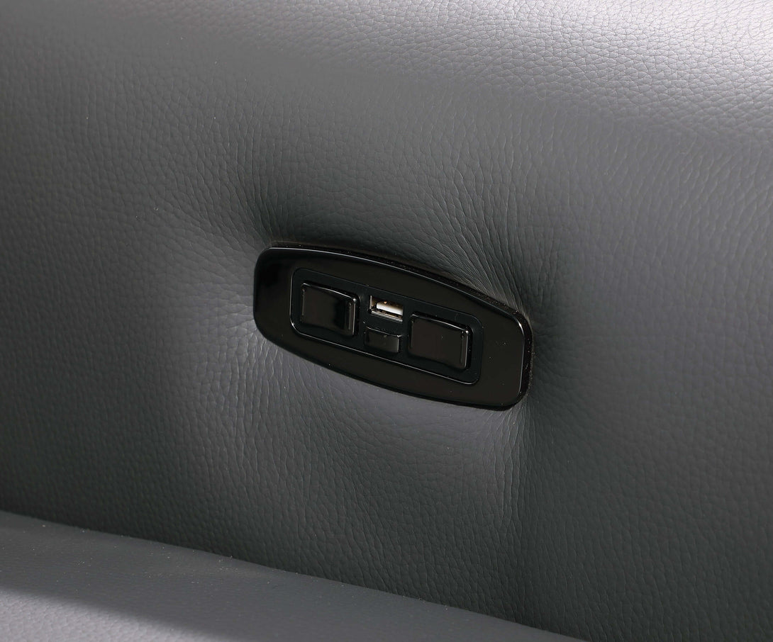 Divanitalia 1126 Power Reclining Loveseat and Sofa in Dark Grey Italian Leather - View of Recliner Operator Buttons