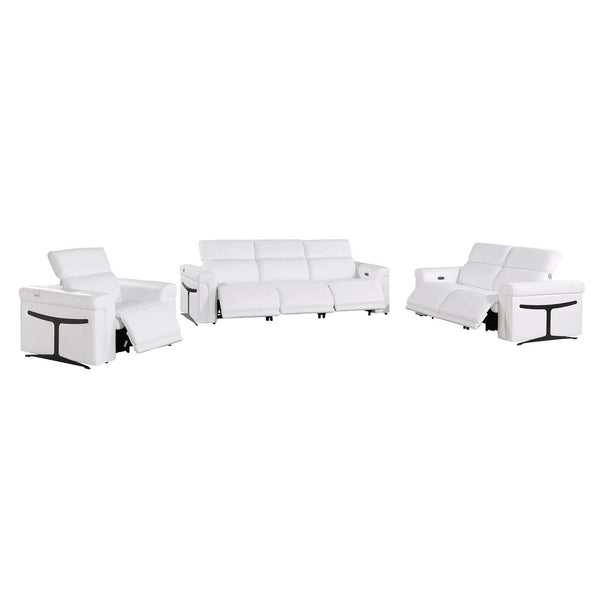 Divanitalia 1126 Power Reclining Living Room Set in White Italian Leather