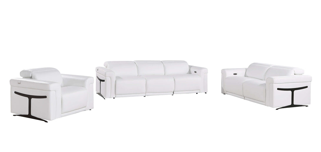 Divanitalia 1126 Power Reclining Living Room Set in White Italian Leather - Front View