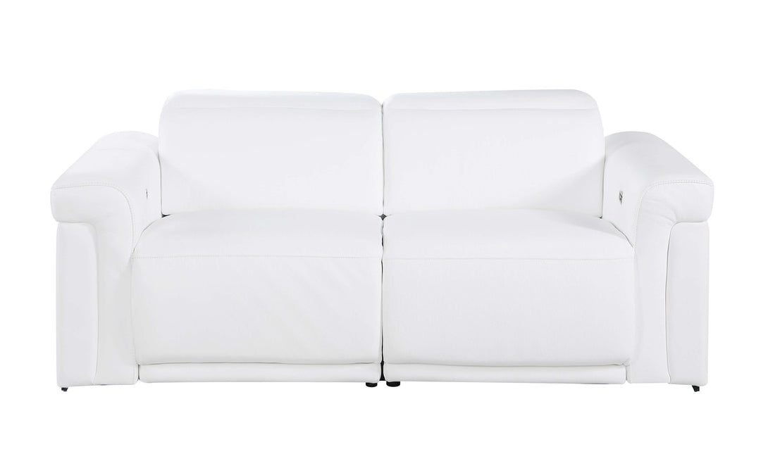 Divanitalia 1126 Power Reclining Loveseat in White Italian Leather - Front View