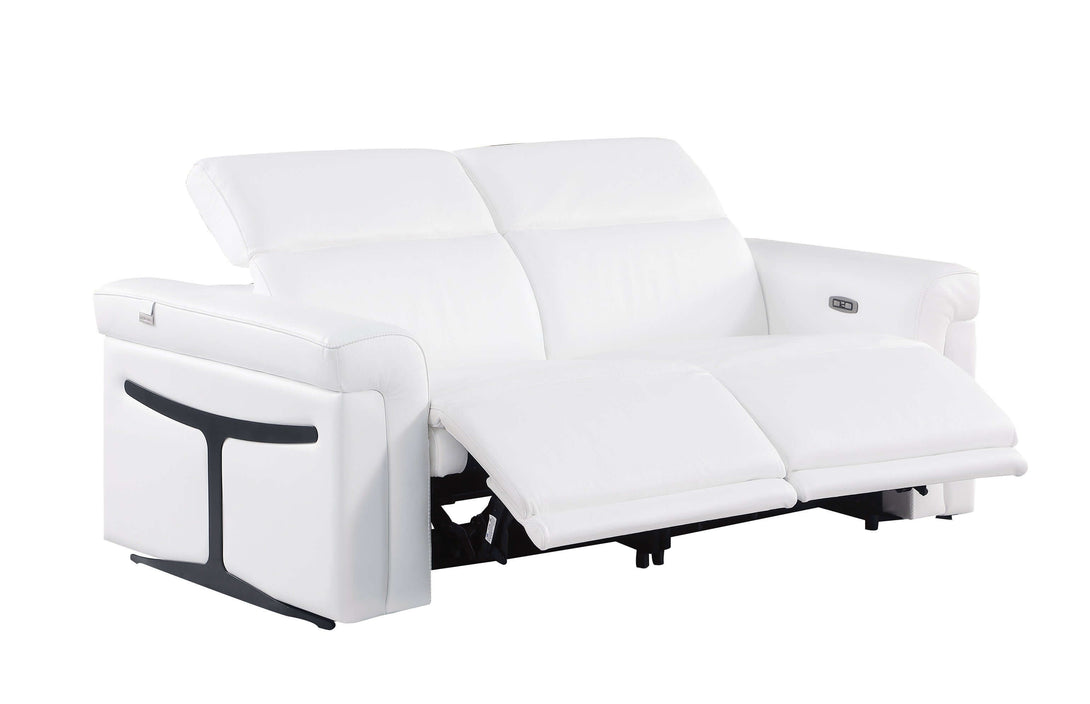 Divanitalia 1126 Power Reclining Loveseat in White Italian Leather - Recliners Reclined