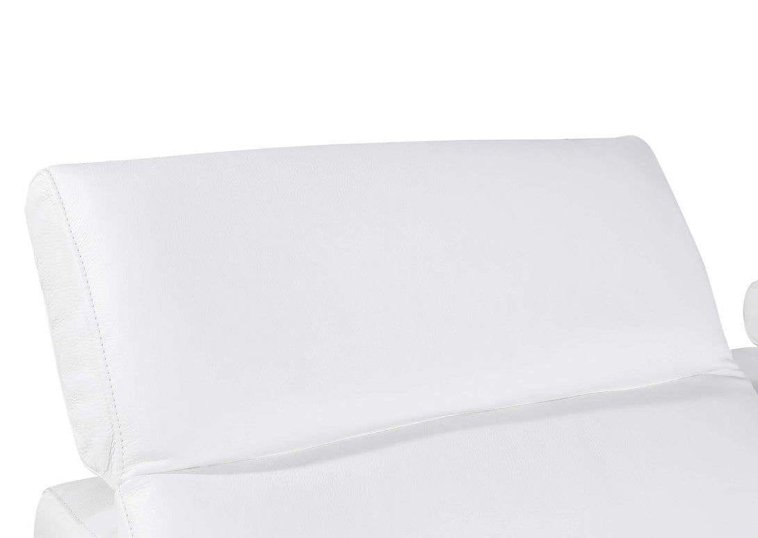 Divanitalia 1126 Power Reclining Loveseat, Sofa and Chair in White Italian Leather - View of Adjustable Headrest