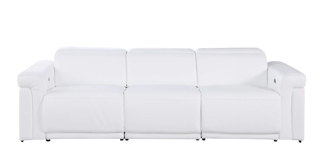 Divanitalia 1126 Power Reclining Sofa in White Italian Leather - Front View