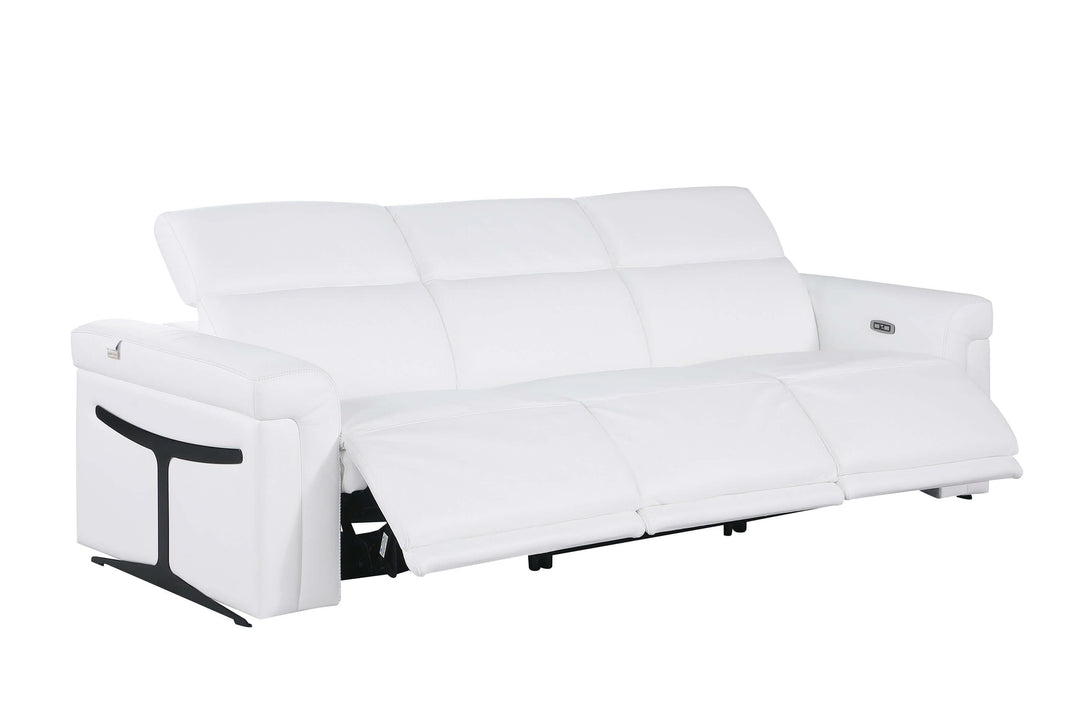 Divanitalia 1126 Power Reclining Sofa in White Italian Leather - Recliners Reclined