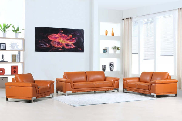 Divanitalia 411 Living Room Set in Camel Italian Leather - Featured Photo
