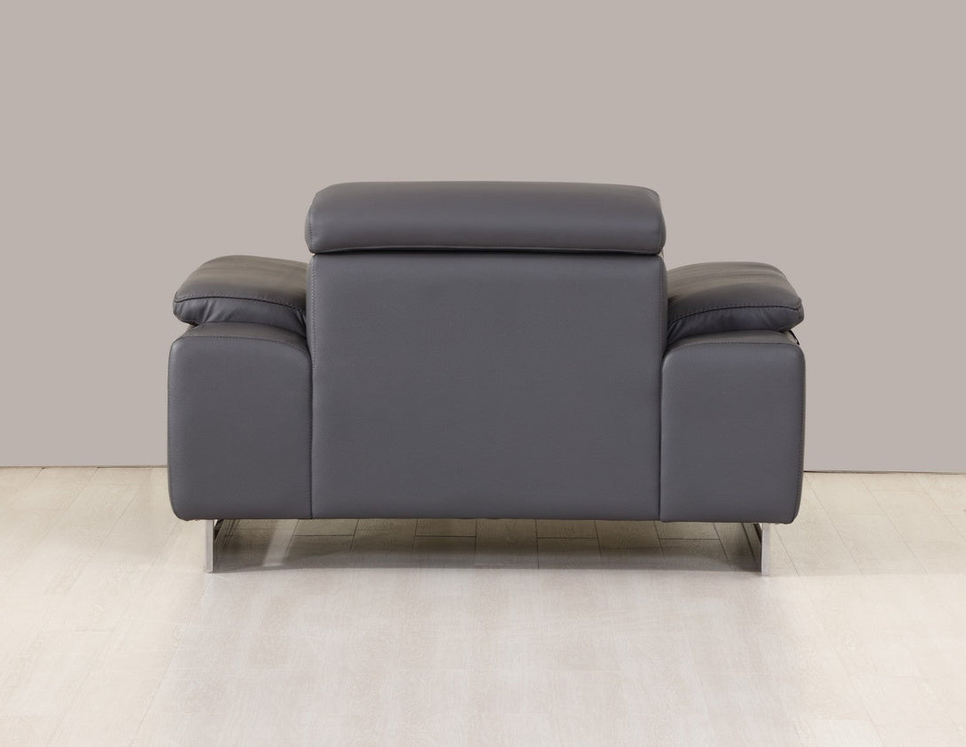 Divanitalia 636 Chair in Dark Gray Leather - Rear View of Front of Chair