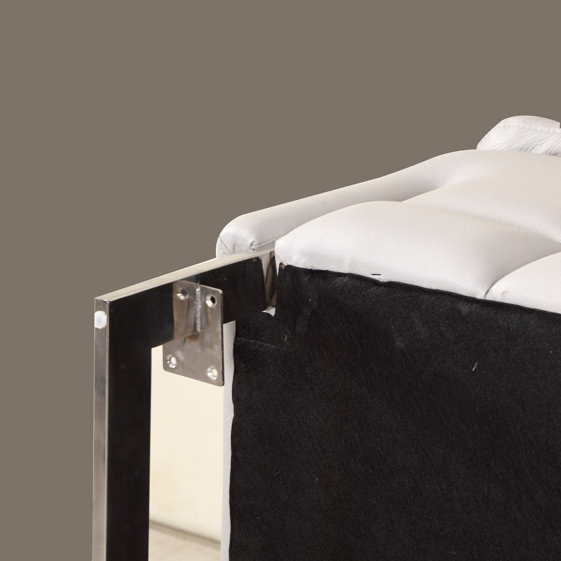 Divanitalia 636 Sofa in Light Gray Leather - Close-up View Stainless Steel Furniture Feet 2