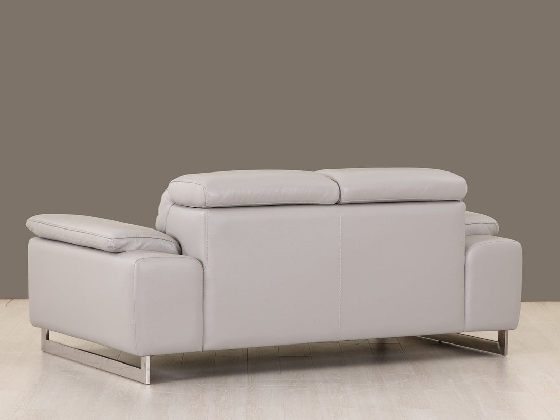 Divanitalia 636 Sofa in Light Gray Leather - View of Rear of Sofa