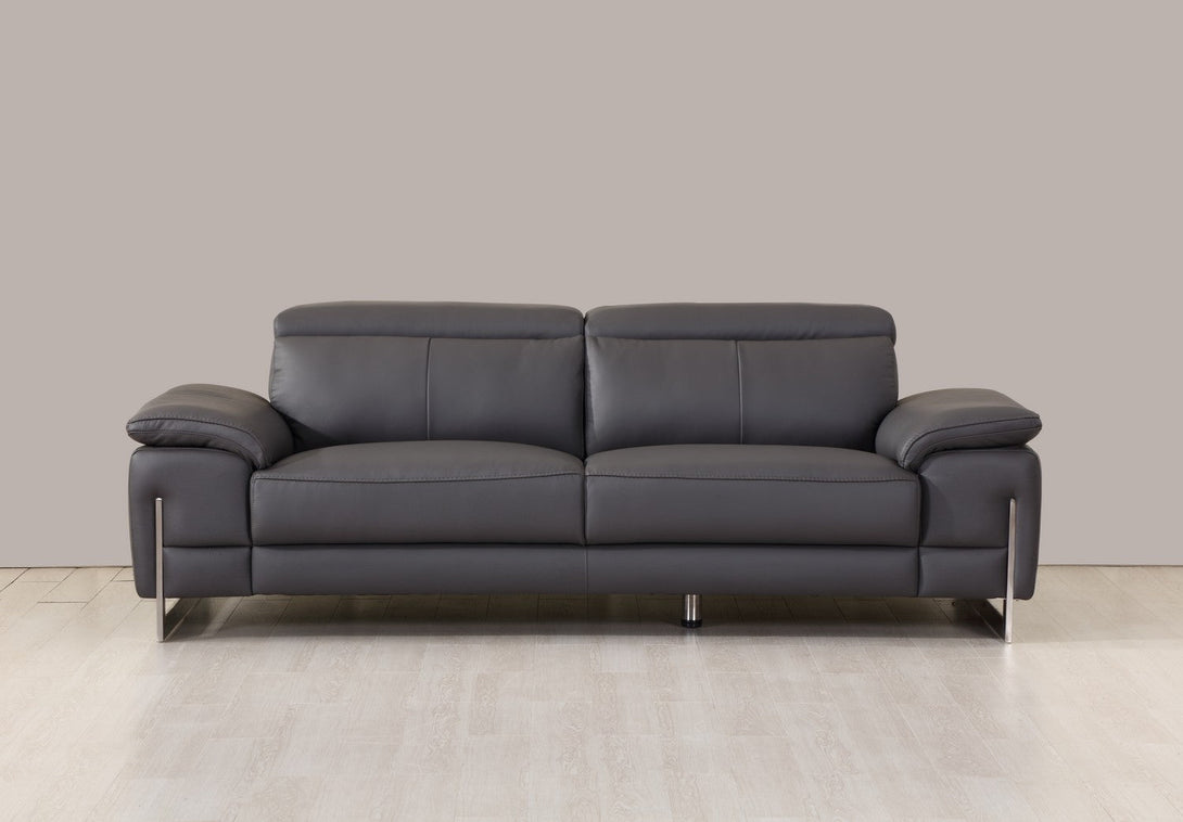 Divanitalia 636 Sofa in Dark Gray Leather - View of Front of Sofa