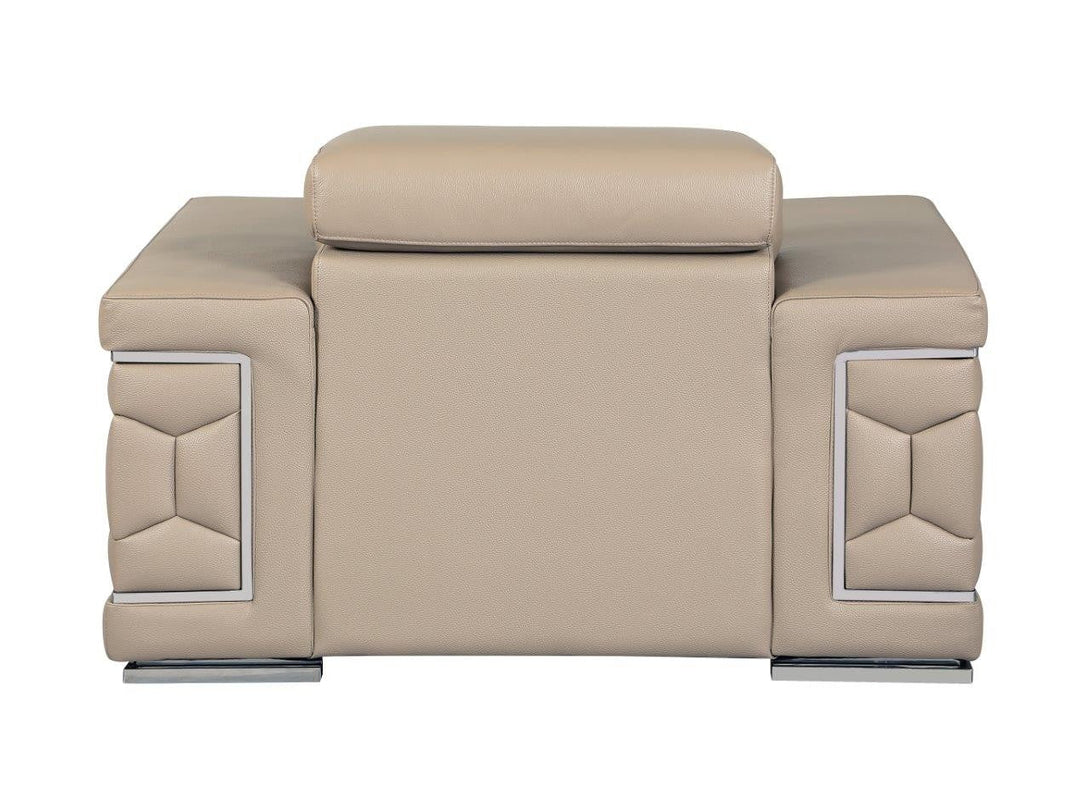 Divanitalia 692 Chair in Beige Leather - View of Rear of Chair on a White Transparent Background