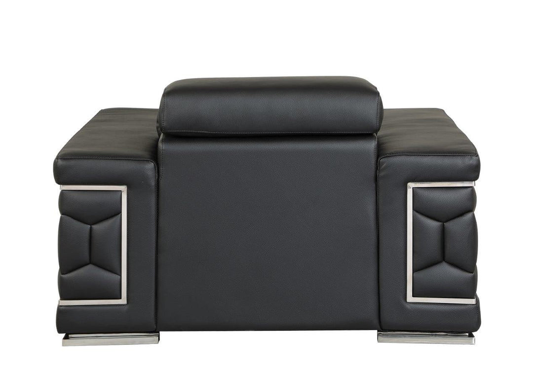 Divanitalia 692 Chair in Black Leather - View of Rear of Chair on a White Transparent Background