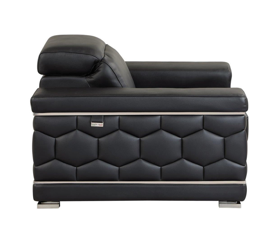 Divanitalia 692 Chair in Black Leather - Side View of Rear of Chair on a White Transparent Background