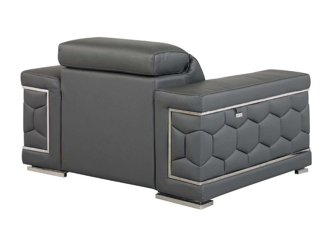Divanitalia 692 Chair in Black Leather - Angled View of Rear of Chair on a White Transparent Background
