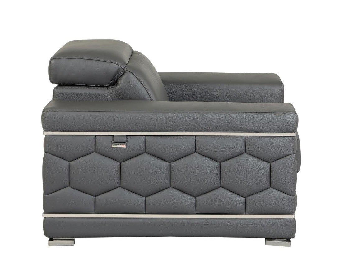 Divanitalia 692 Chair in Black Leather - Side View of Rear of Chair on a White Transparent Background