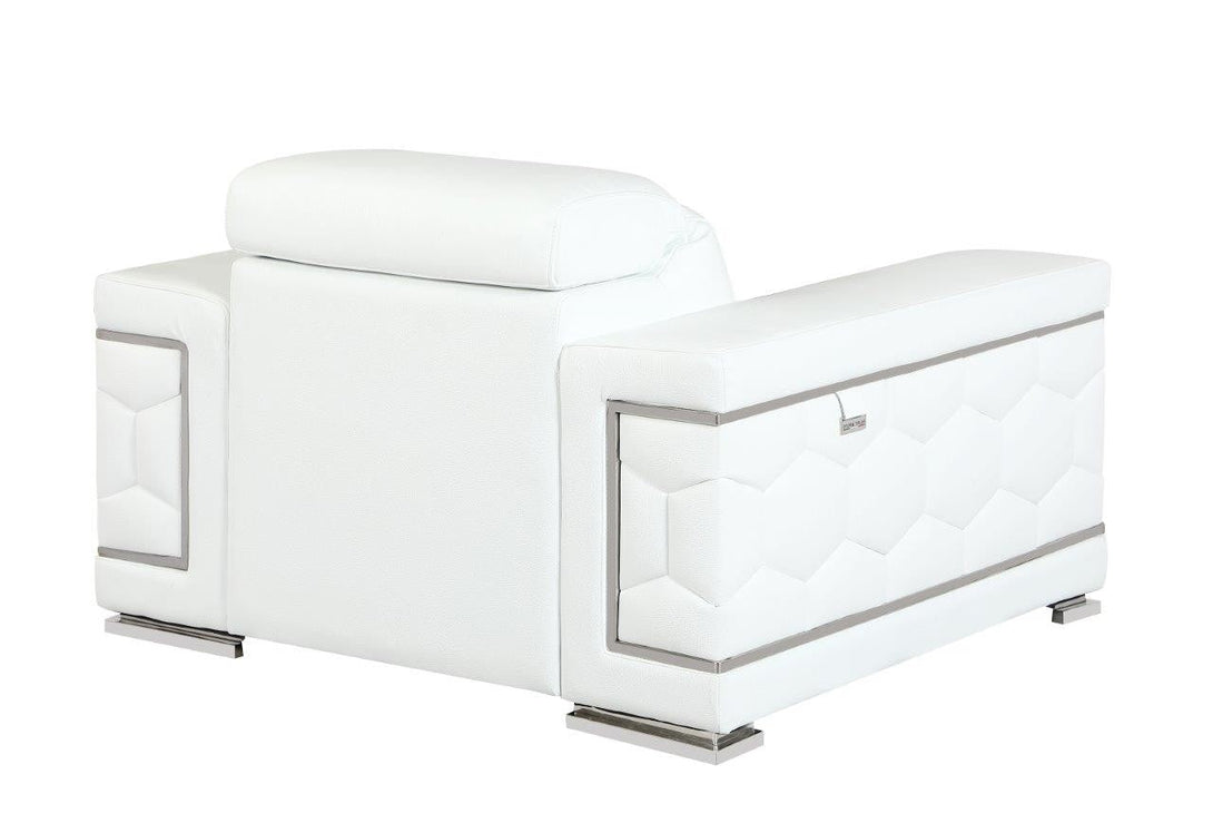 Divanitalia 692 Chair in White Leather - Angled View of Rear of Chair on a White Transparent Background