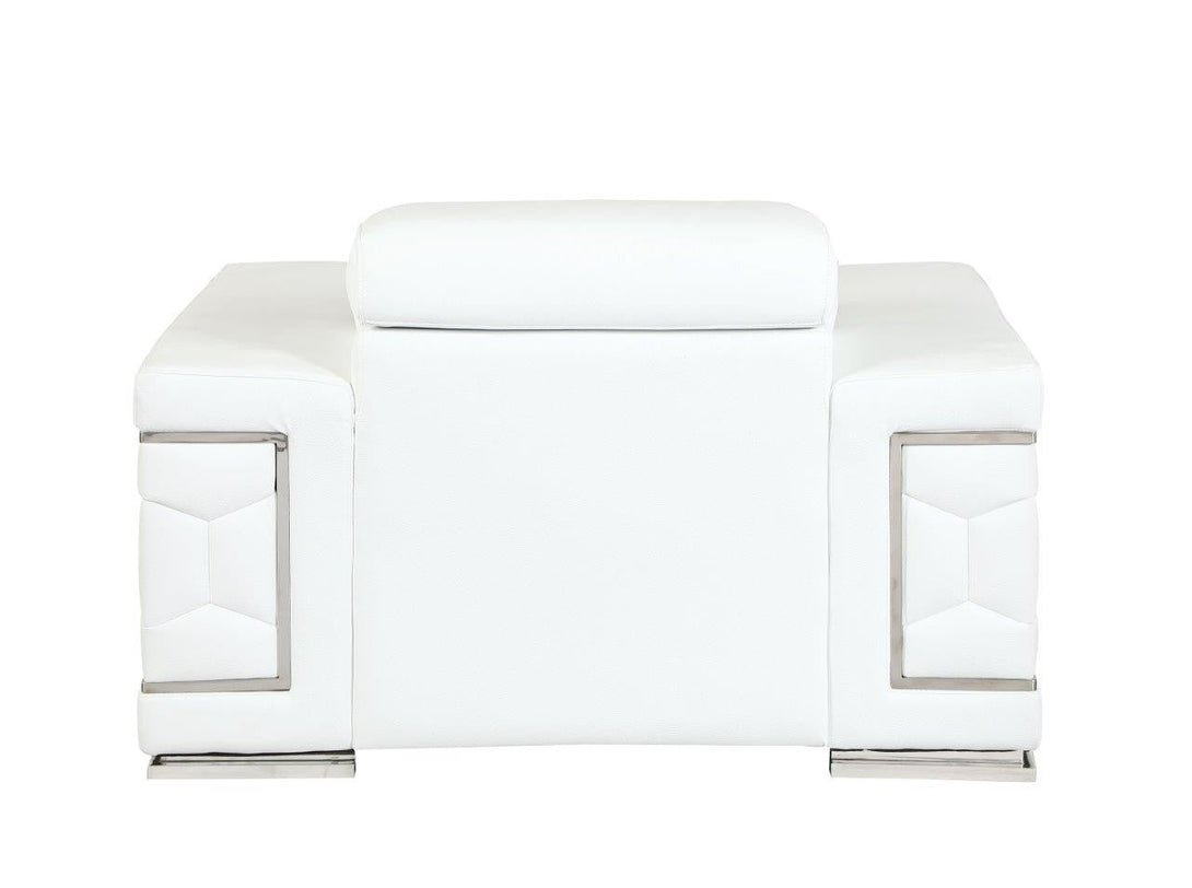 Divanitalia 692 Chair in White Leather - View of Rear of Chair on a White Transparent Background