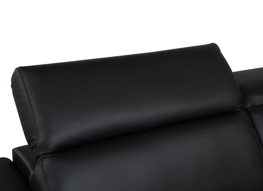 Divanitalia 692 Sofa in Black Leather - Close-up View Adjustable Headrests