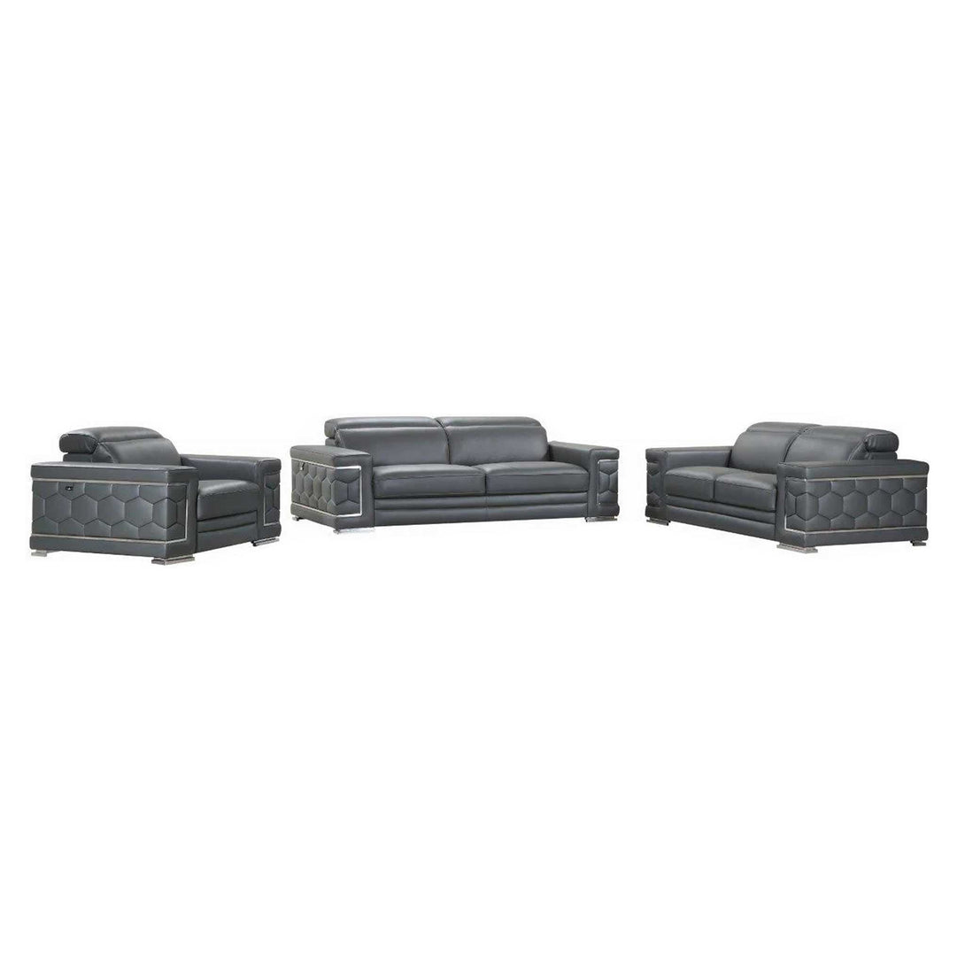 Divanitalia 692 Living Room Set in Dark Gray Leather - Featured Photo