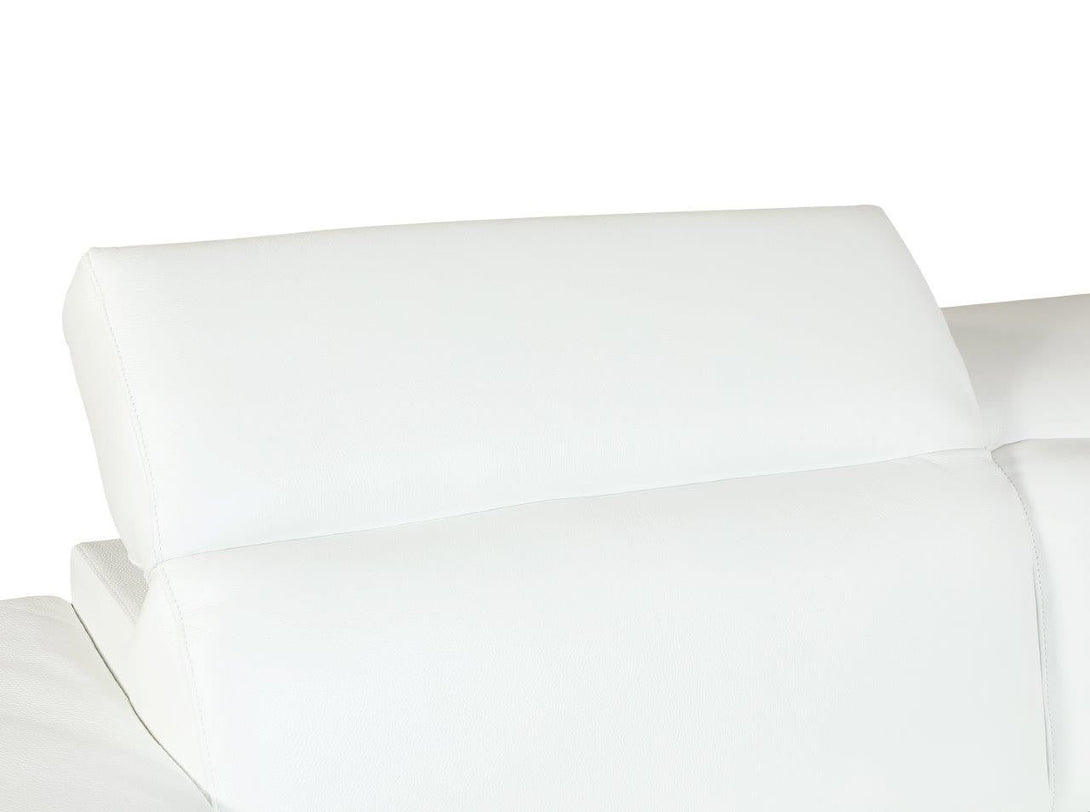 Divanitalia 692 Sofa in White Leather - Close-up View Adjustable Headrests
