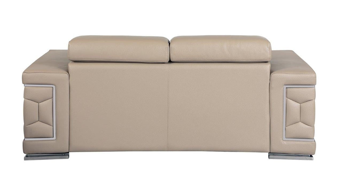 Divanitalia 692 Loveseat in Beige Leather - View of Rear of Loveseat on a White Transparent Background
