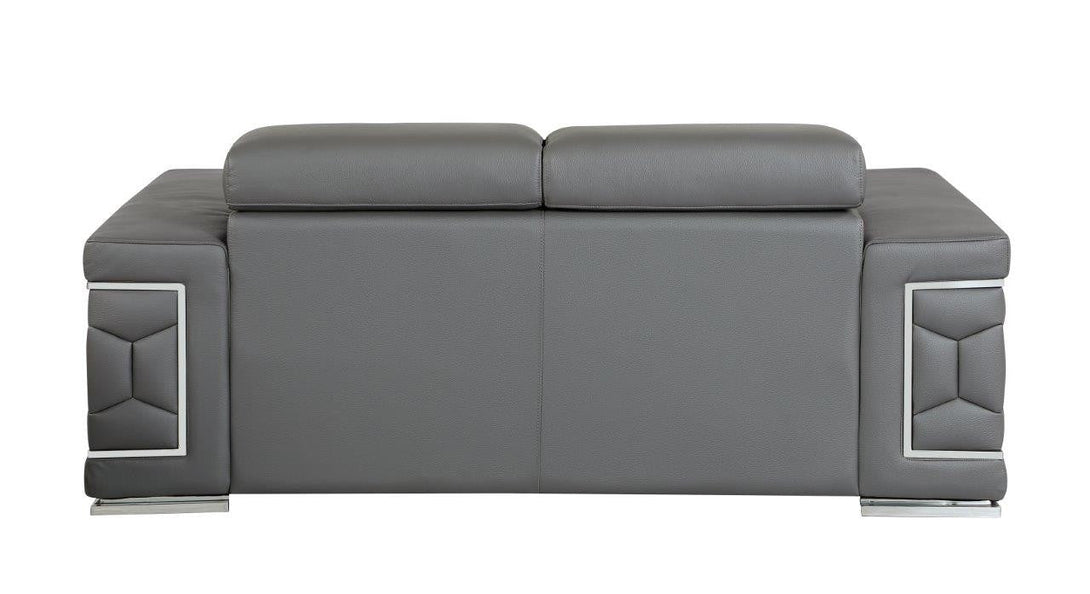 Divanitalia 692 Loveseat in Black Leather - View of Rear of Loveseat on a White Transparent Background