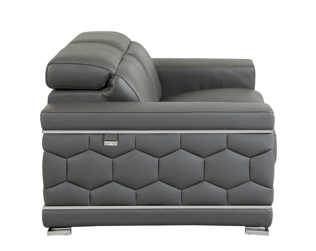 Divanitalia 692 Sofa in Black Leather - View of Left Side of Sofa on a White Transparent Background