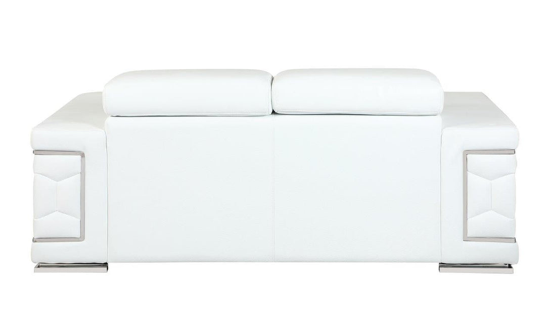 Divanitalia 692 Loveseat in White Leather - View of Rear of Loveseat on a White Transparent Background