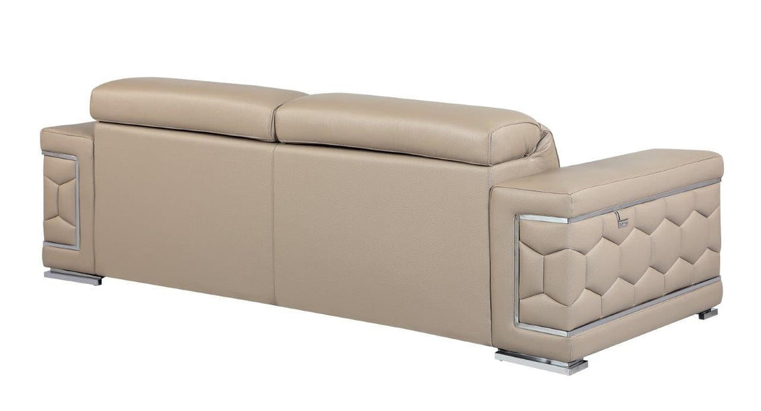 Divanitalia 692 Sofa in Beige Leather - View of Rear of Sofa on a White Transparent Background