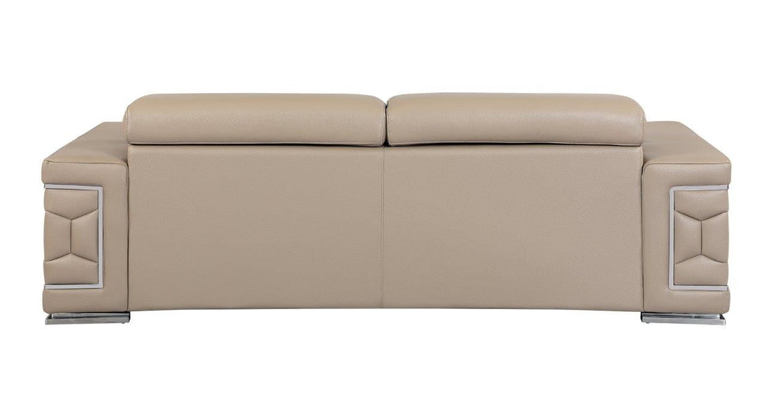 Divanitalia 692 Sofa in Beige Leather - View of Rear of Sofa on a White Transparent Background