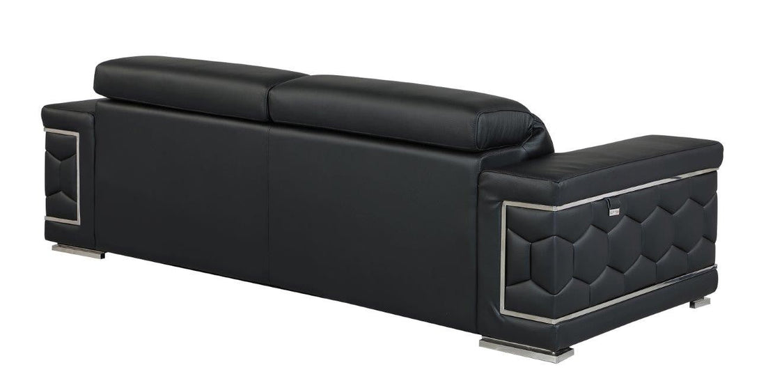 Divanitalia 692 Sofa in Black Leather - View of Rear of Sofa on a White Transparent Background