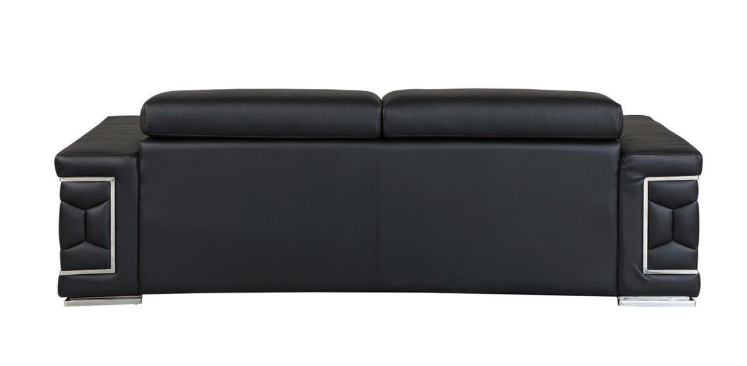 Divanitalia 692 Loveseat in Black Leather - View of Rear of Loveseat on a White Transparent Background