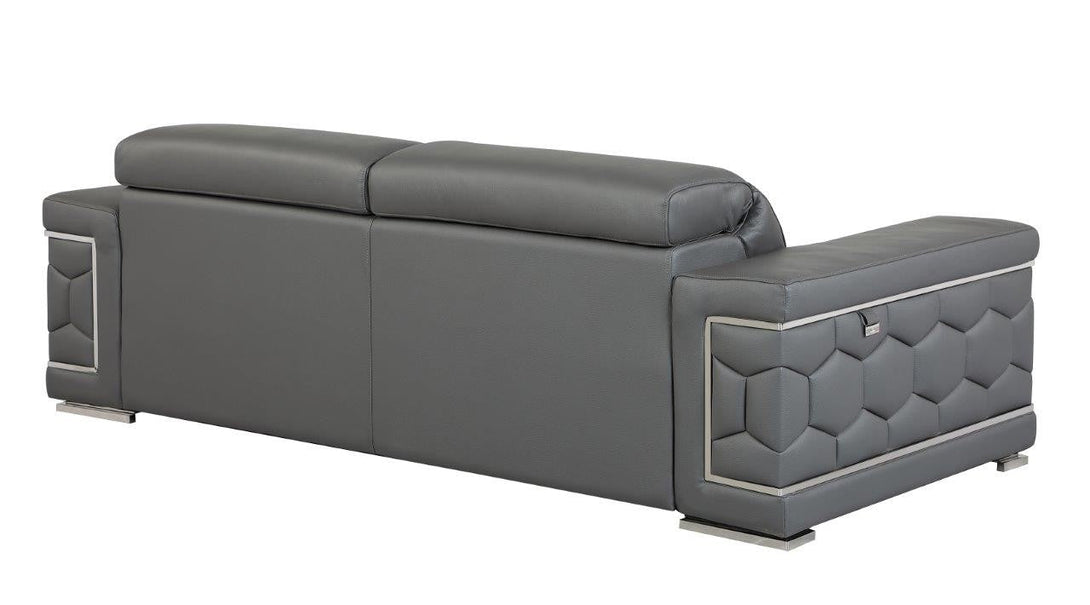 Divanitalia 692 Sofa in Black Leather - Angled View of Rear of Sofa on a White Transparent Background