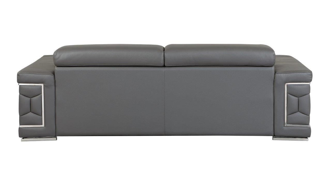 Divanitalia 692 Sofa in Black Leather - View of Rear of Sofa on a White Transparent Background