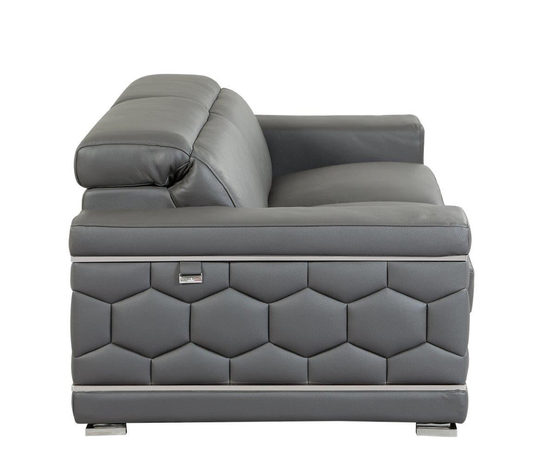 Divanitalia 692 Sofa in Black Leather - View of Left Side of Sofa on a White Transparent Background