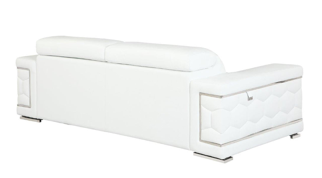 Divanitalia 692 Sofa in White Leather - View of Rear of Sofa on a White Transparent Background