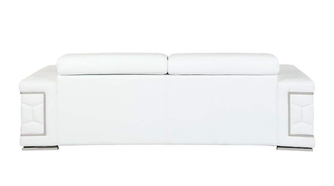 Divanitalia 692 Loveseat in White Leather - View of Rear of Loveseat on a White Transparent Background