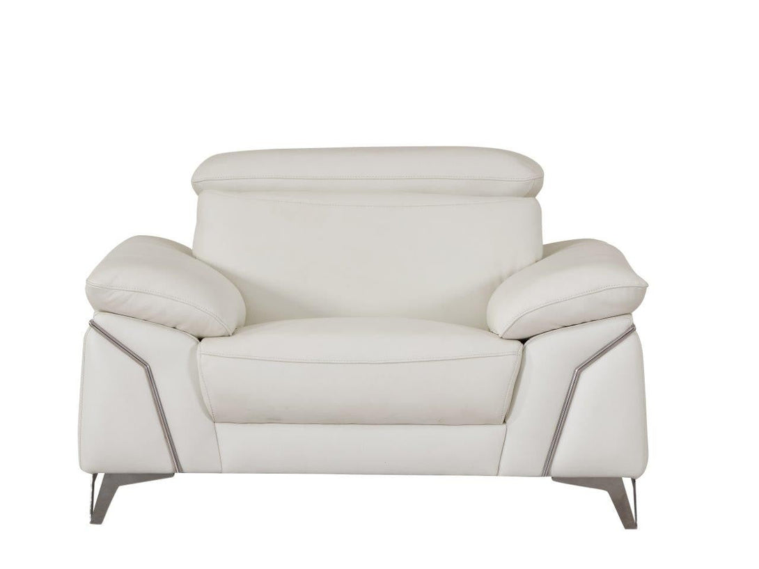 Divanitalia 727 Modern Chair in White Leather - Front View of Chair on White Transparent Background